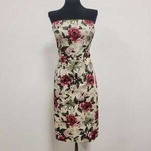 Vintage Peep Studio Womens Strapless Floral Mini Dress Size 7 Romantic Bias Y2K‎